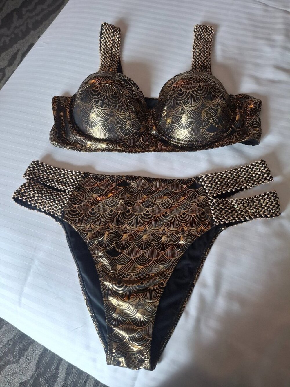 Shein 4X Gold and Black Bikini